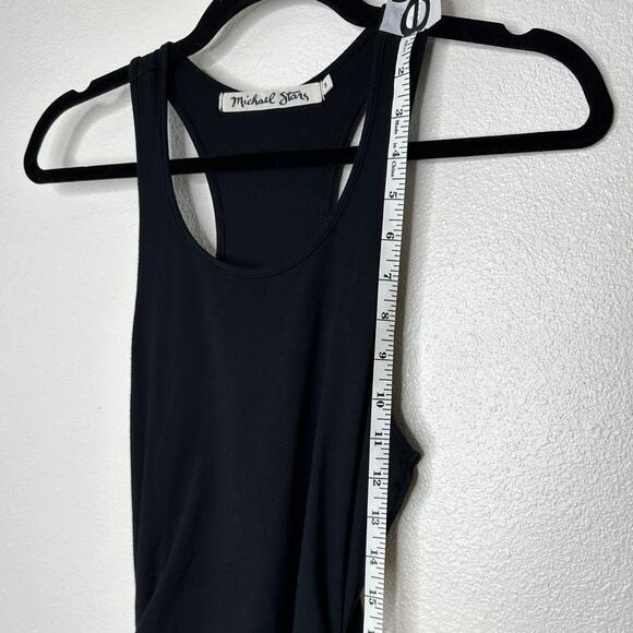 Michael Stars Black Midi Maxi Racerback Ruched Side Tank Dress Small - Picture 11 of 12